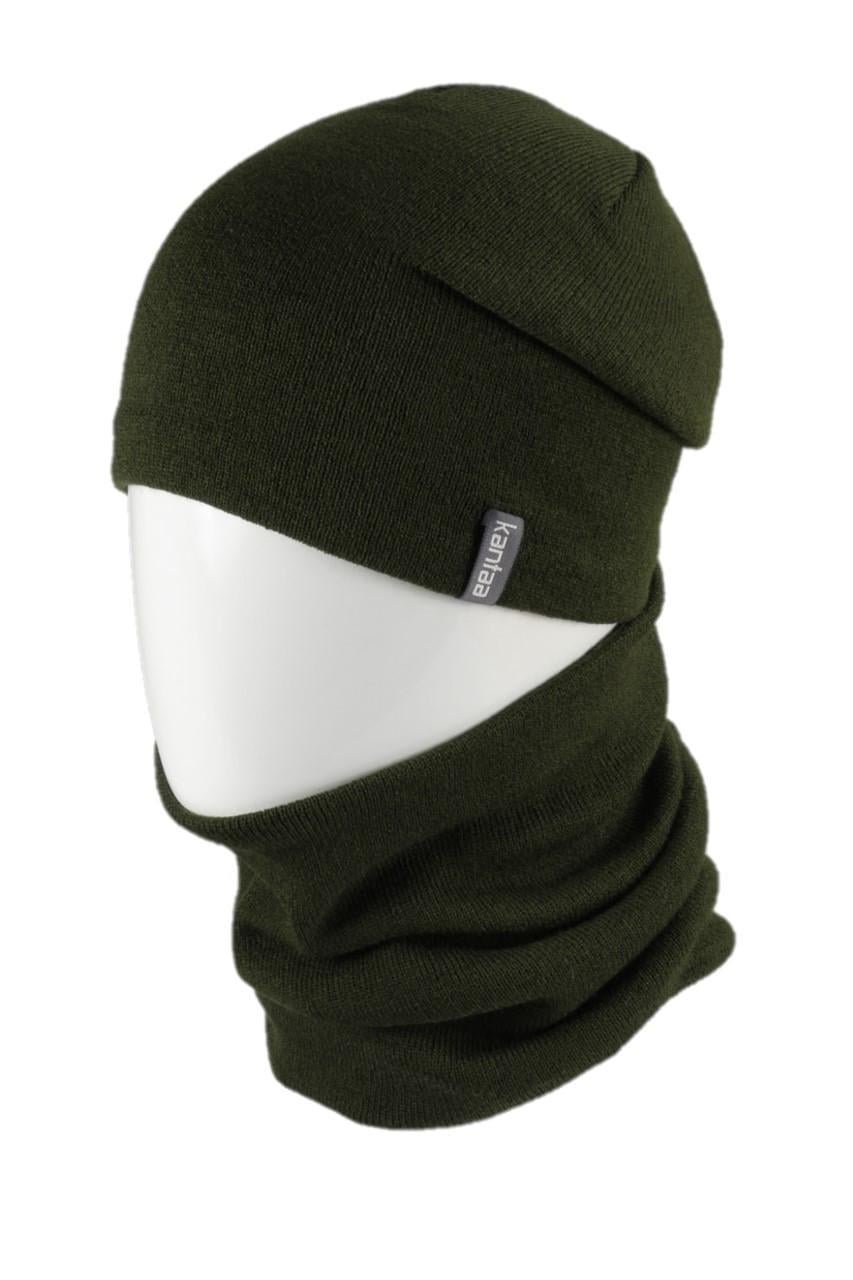 Вязаная шапка Кahta Fashion Hat с Buff снуд унисекс р. 57-58 Хаки (OC-115)