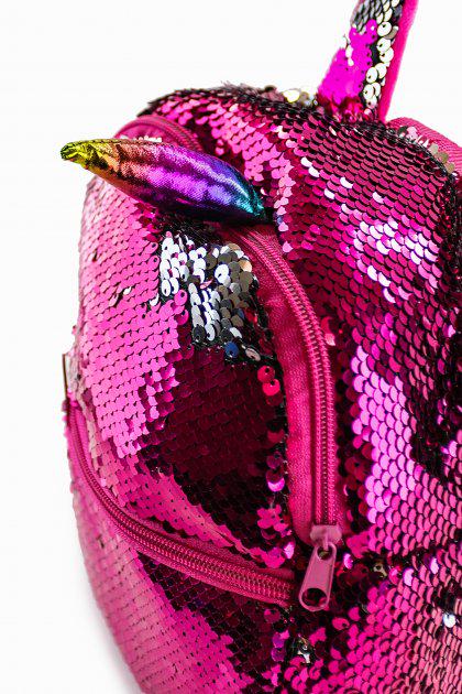 Детский рюкзак перевертыш с пайетками Единорожка Малиновый/Серебряный - фото 2 Детский рюкзак перевертыш с пайетками Единорожка Малиновый/Серебряный - фото 2