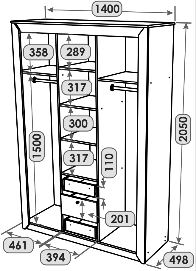Шкаф Everest Нордик 1400х498х2050 мм Дуб крафт золотой/Белый (11186) - фото 2 Шкаф Everest Нордик 1400х498х2050 мм Дуб крафт золотой/Белый (11186) - фото 2