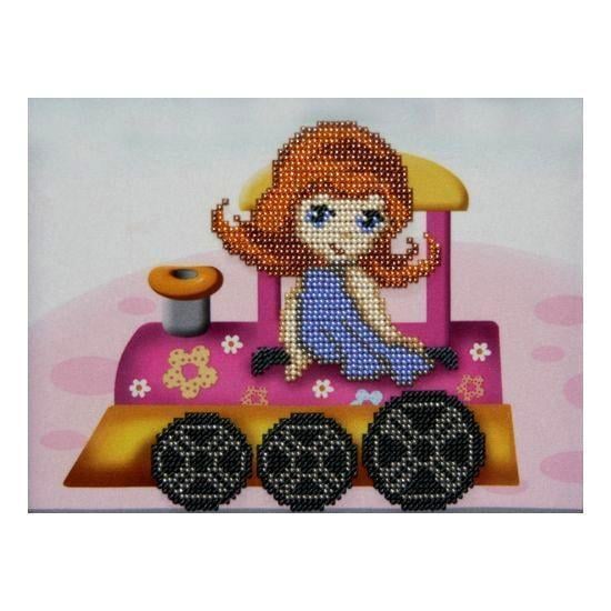 Вышивка бисером Девочка и поезд 20х16 см (29218743)