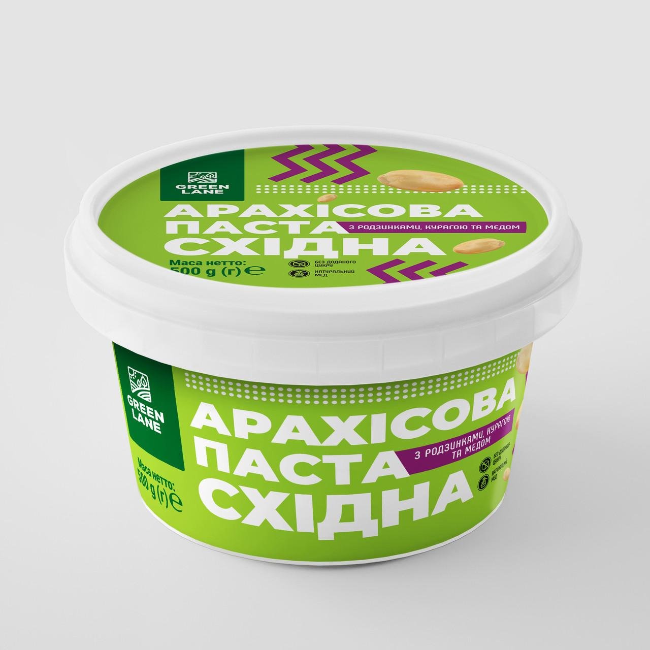 Арахисовая паста Green Lane Восточная с курагой/изюминками/медом 500 г (117-500)