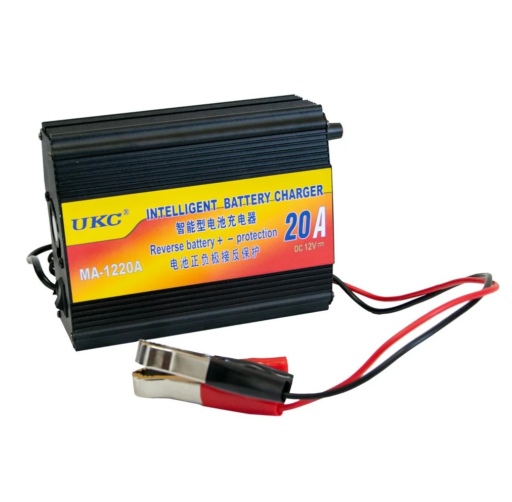 Зарядное устройство АКБ UKС MA-1220A 12 V 20 A для свинцово-кислотных + LCD импульсный Черный
