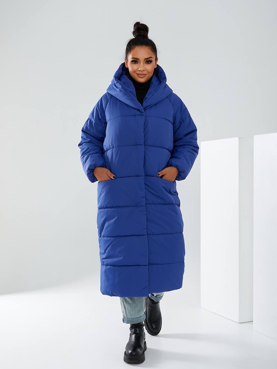 Пальто-пуховик довге на кнопках Аiza А521 р. 54-56 Електрик - фото 7 Пальто-пуховик довге на кнопках Аiza А521 р. 54-56 Електрик - фото 7