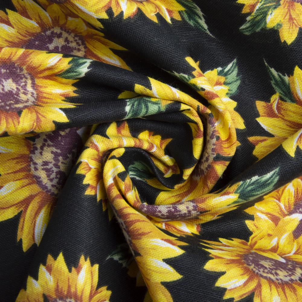 Ткань декоративная FRANK с водоотталкивающей пропиткой подсолнух Черный (22704)