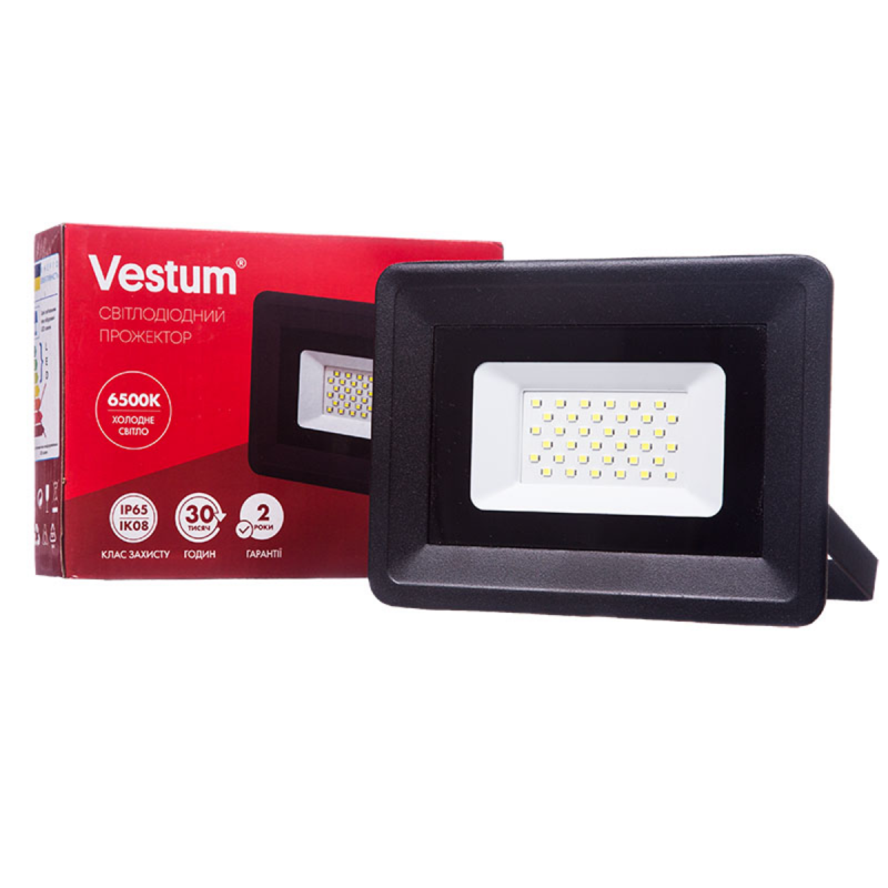 Прожектор світлодіодний LED Vestum 30W 2600 Лм 6500K 185-265V IP65 (1-VS-3003)