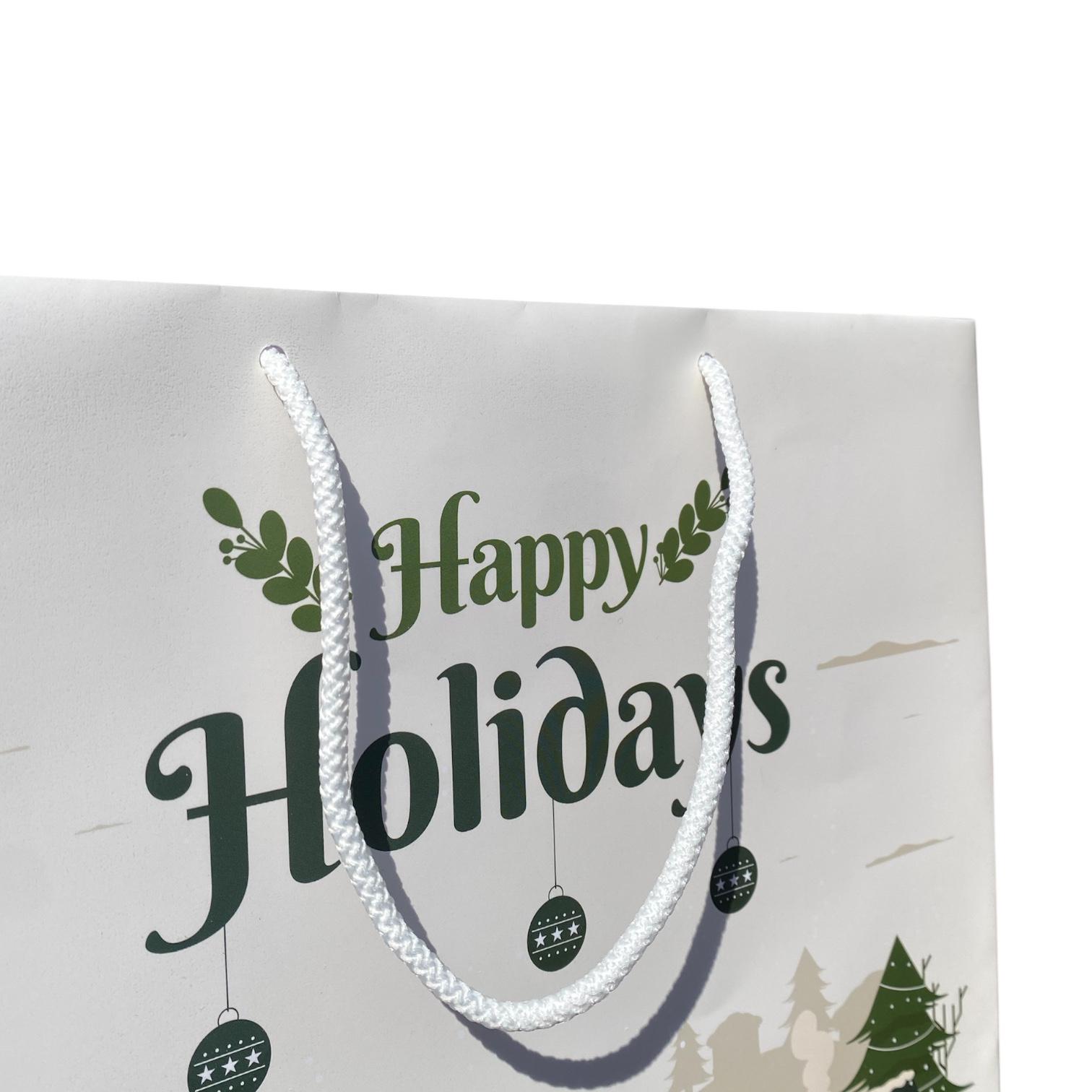 Пакет подарунковий Happy holiday 250х300х120 мм з мотузковими ручками (ПП00001) - фото 2