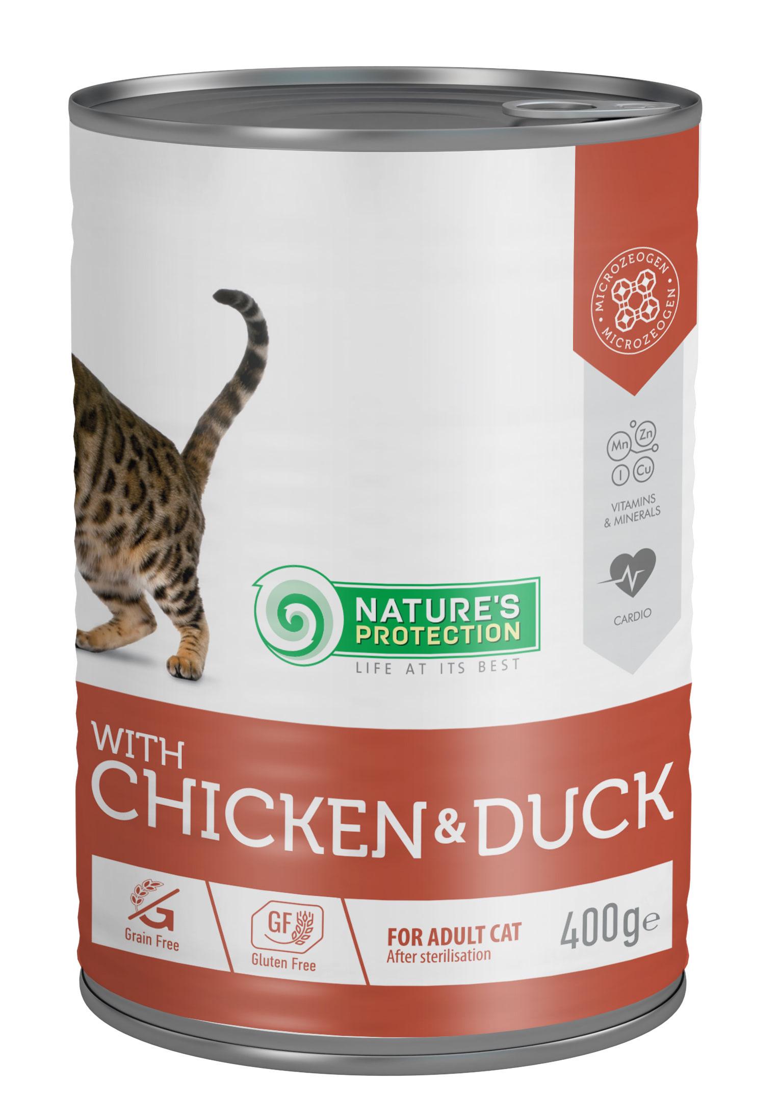 Корм вологий Narure's Protection with Chicken&Duck з куркою та качкою для стерилізованих котів 400 г (KIK45611)