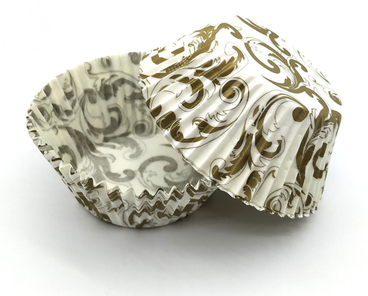 Форма для випічки кексів/капкейків завитком паперові Білий/Золотий (19572167)