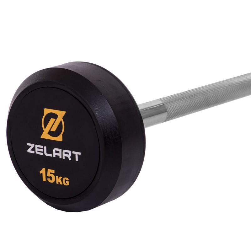 Штанга фиксированная обрезиненная Zelart Rubber Coated Barbell TA-2685-15 95 см 15 кг (DR002521) - фото 3