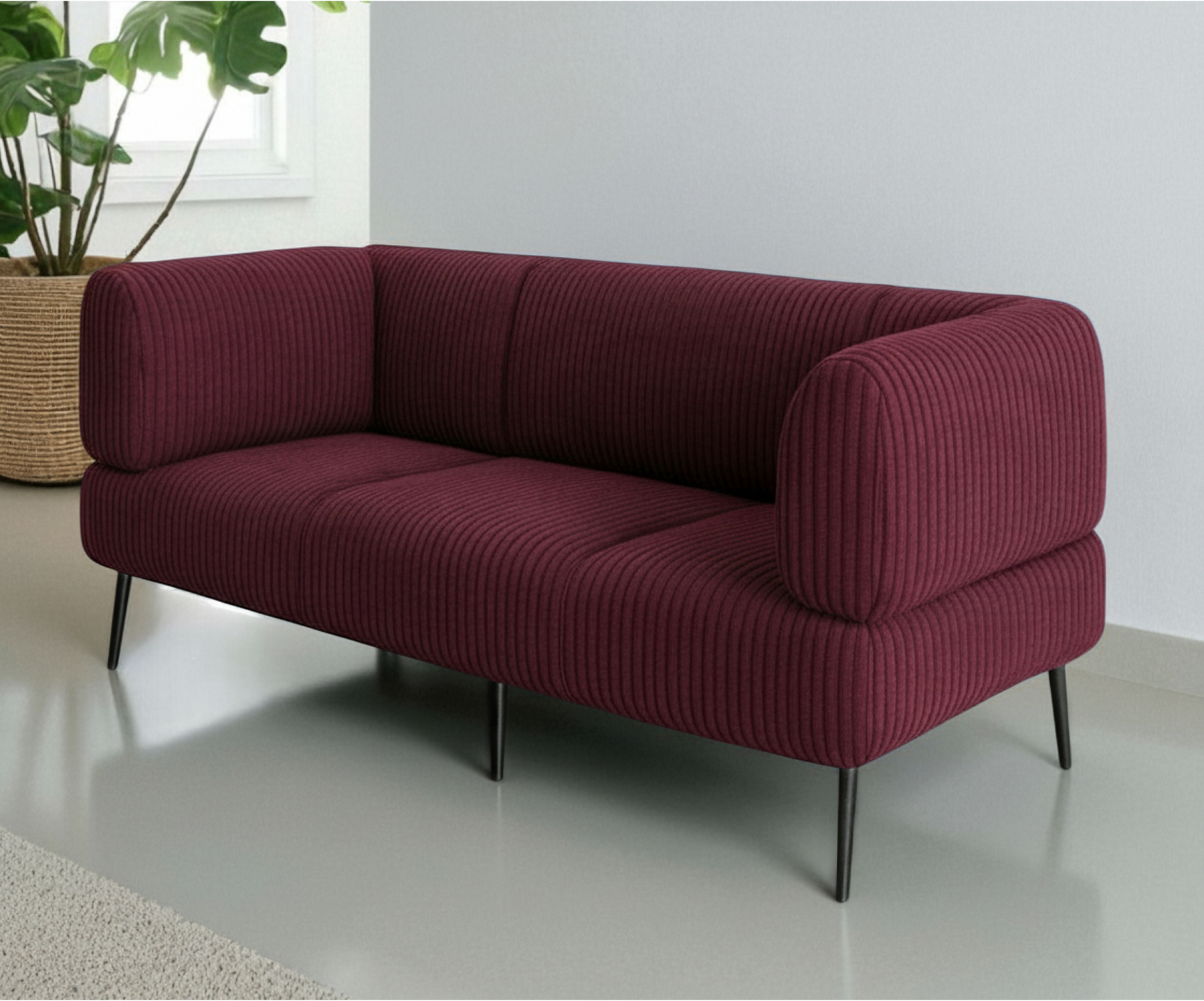 Диван офисный Tobi Sho Бенно-1 ЛЮКС с подлокотниками велюр 1800х720х750 мм Lotus 67/Бордовый (f562k59)