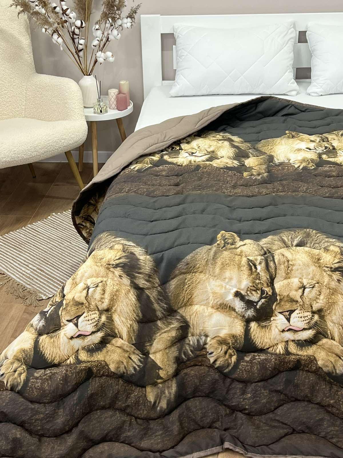 Одеяло летнее двухстороннее с рисунком полутораспальное 150x210 см Шоколадный (27188226) - фото 8