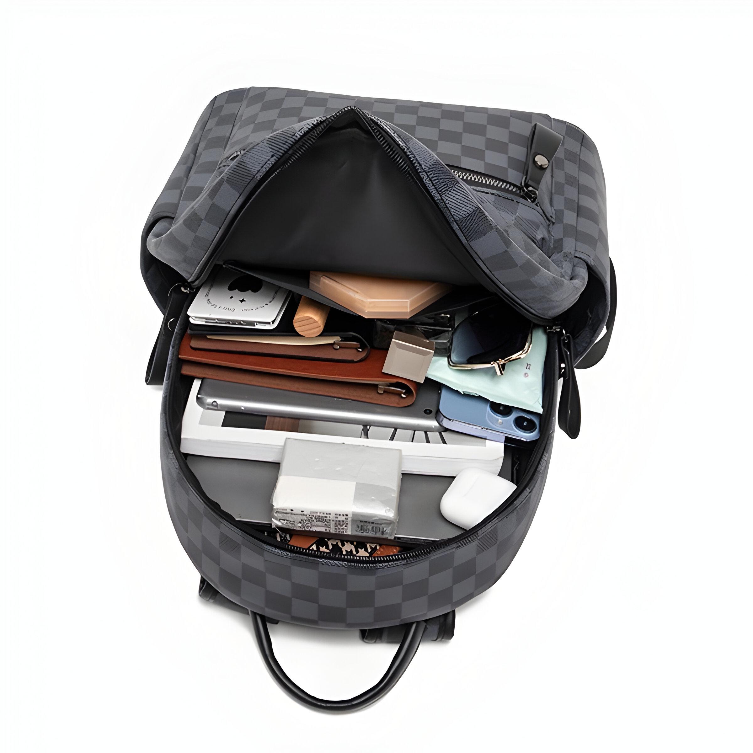 Рюкзак женский повседневный в клетку 30х13х35 см Черный (2255) - фото 3