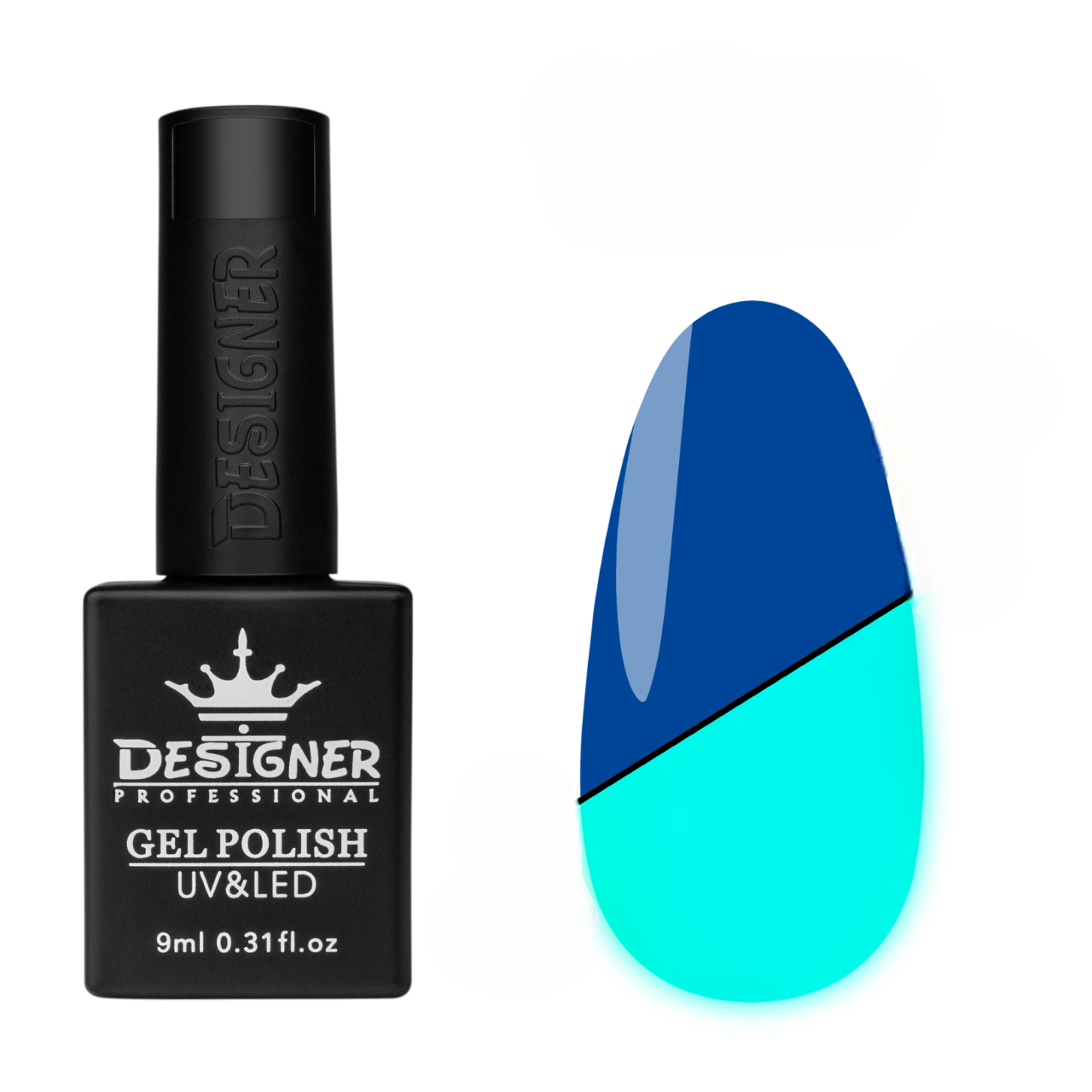 Гель-лак люмінесцентний Designer Professional Glow in the Dark 9 мл Синій 463