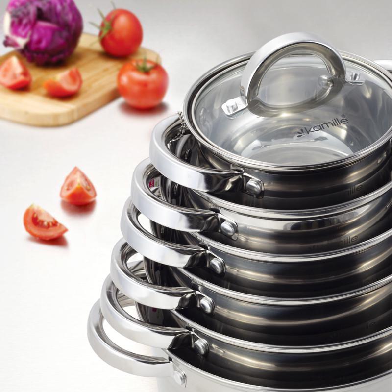 Набір каструль із кришками Kamille КМ-5638S із нержавіючої сталі з 12 предметів Сталевий (150-84-5638S) - фото 9