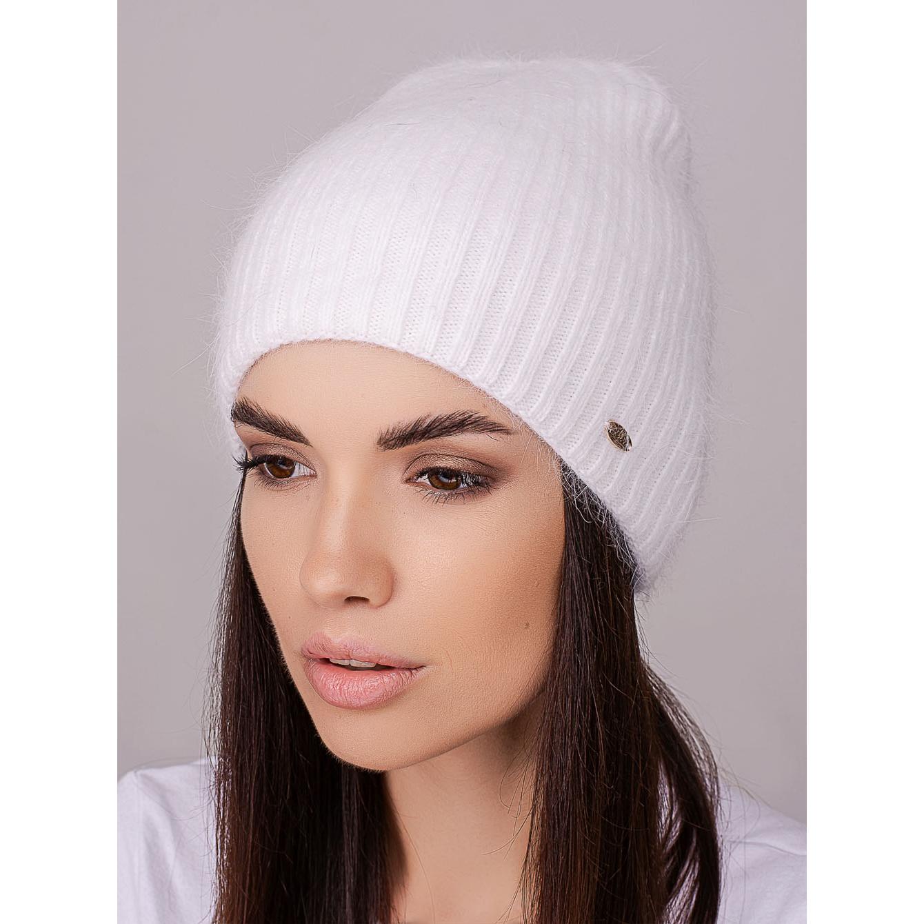 Шапка женская Leks АРКАДИЯ ангоровая двойная без подворота удлиненная one size Белый (251318)