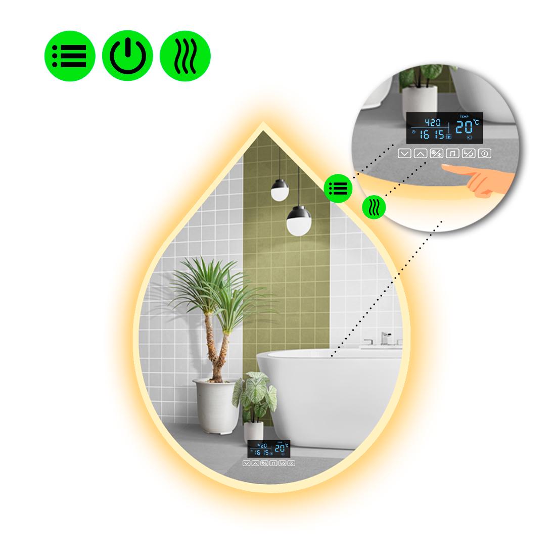 Зеркало с LED подсветкой Goccia 3 с Smart-блоком и подогревом 3 80x64 см (8994410)