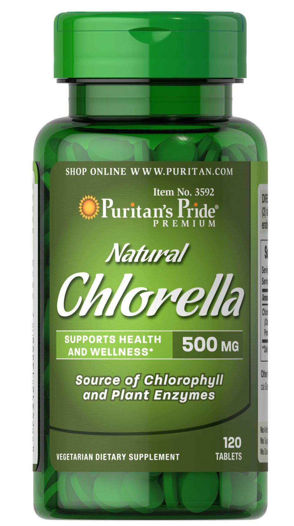 Хлорелла Puritan's Pride Natural Chlorella 500 мг 120 Tabs