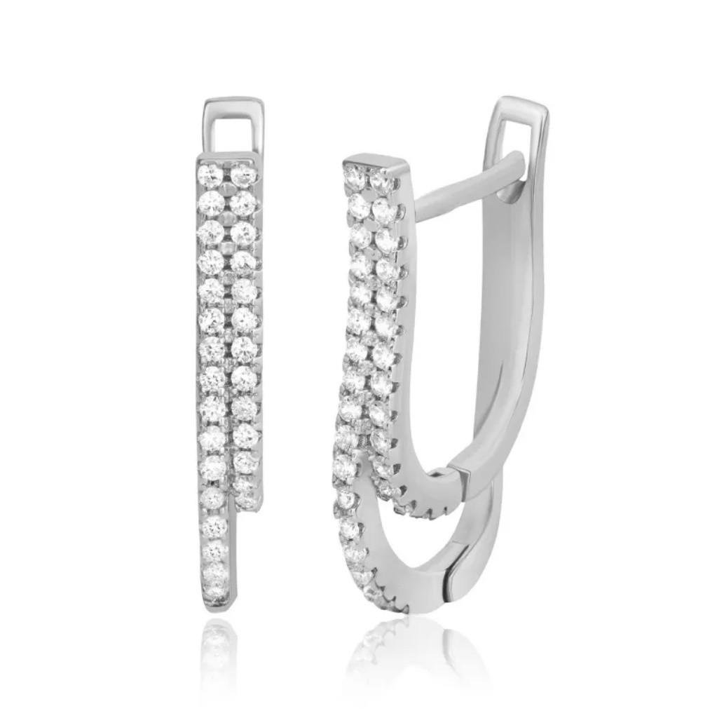 Серьги палочки с белыми камнями серебро 925 пробы родированное 3,00 г (с2ф/170)