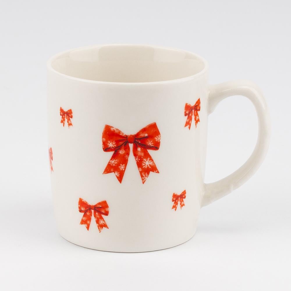 Чашка з ложечкою Різдвяні бантики 200 мл (9250-012) - фото 1 Чашка з ложечкою Різдвяні бантики 200 мл (9250-012) - фото 1
