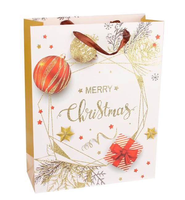 Новогодний пакет Christmas 31x40x12 см ламинированный картон