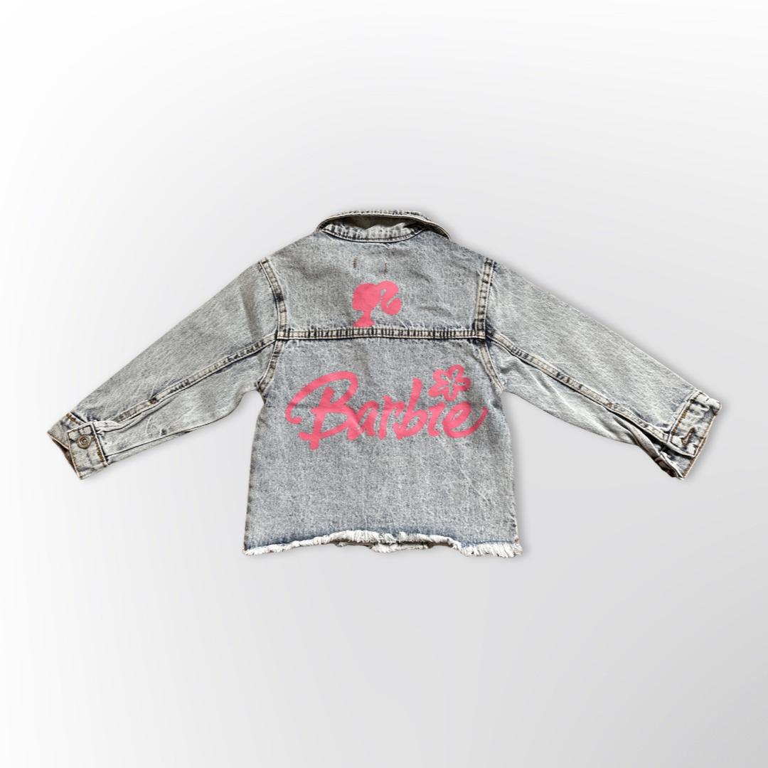 Куртка джинсова Zara Barbie на кнопках для дівчинки 110 см 4-5 років Сірий (1377) - фото 2