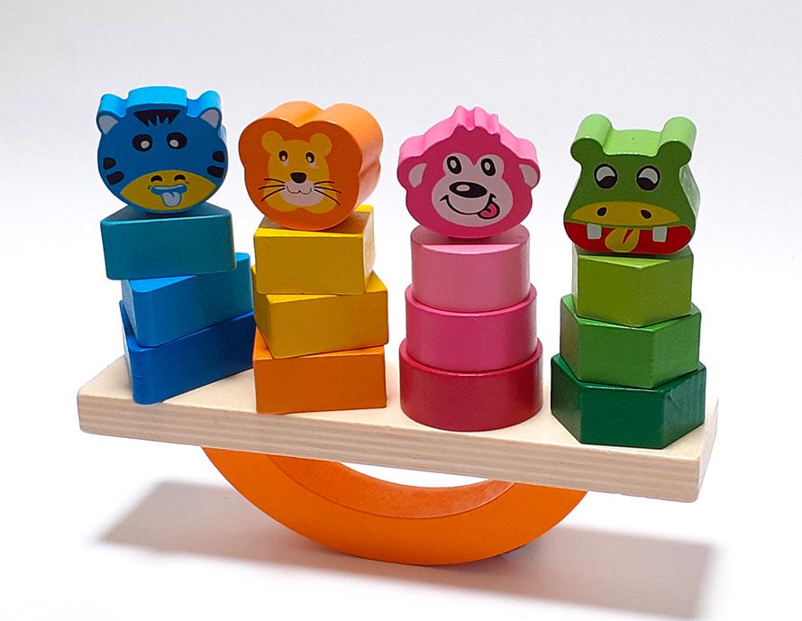 Балансир с пирамидками Wooden Toys Милейшие Зверята - фото 1