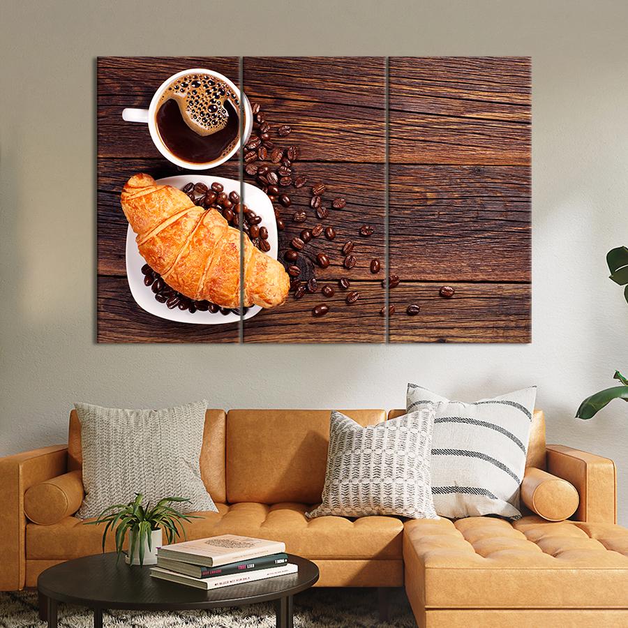 Настенний декор Кофе и круассан на завтрак 128x81 см (A267-3)
