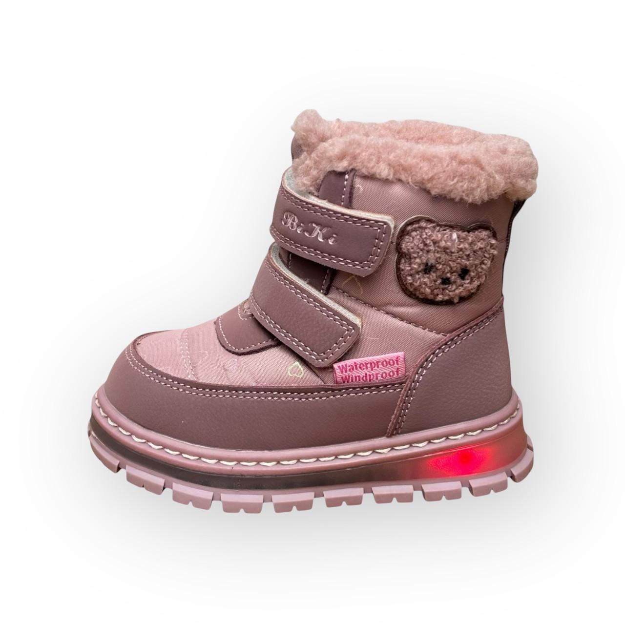 Сапоги детские зимние для девочки Bi&Ki с подсветкой р. 23/14,6 см Розовый (1451)
