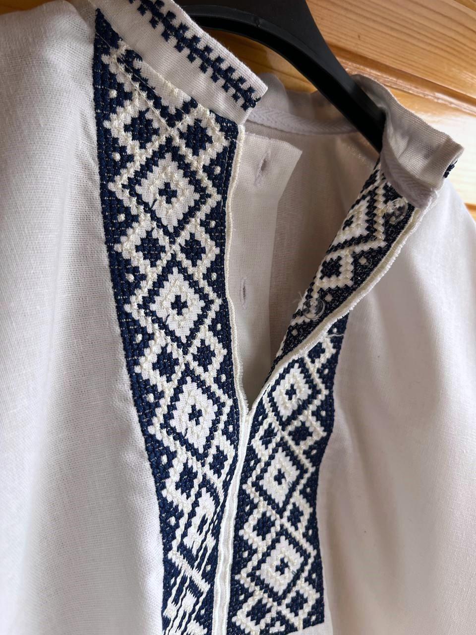 Вышиванка для мальчика Код Традиции с темно-синей вышивкой 92 см (1804973479) - фото 7