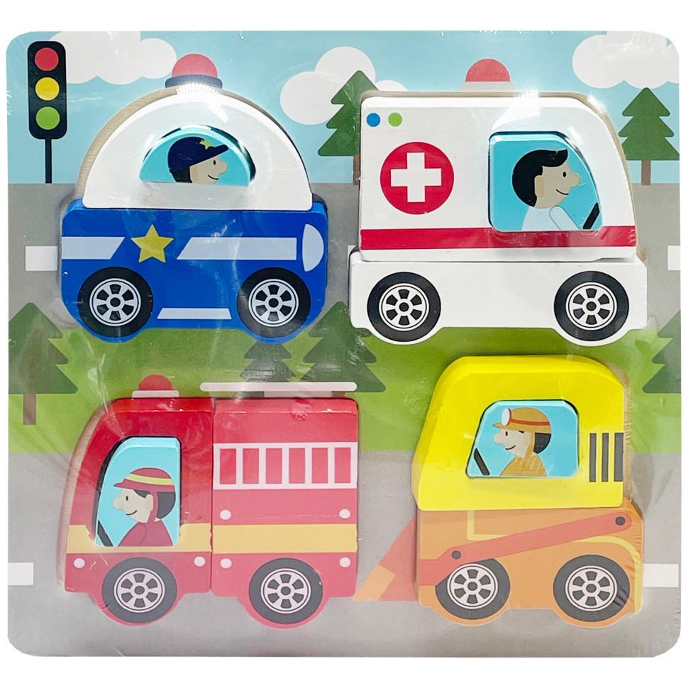 Пазл-вкладиш дерев'яний дитячий 3D Міський Транспорт C15057-6 (RLT48477) Пазл-вкладиш дерев'яний дитячий 3D Міський Транспорт C15057-6 (RLT48477)