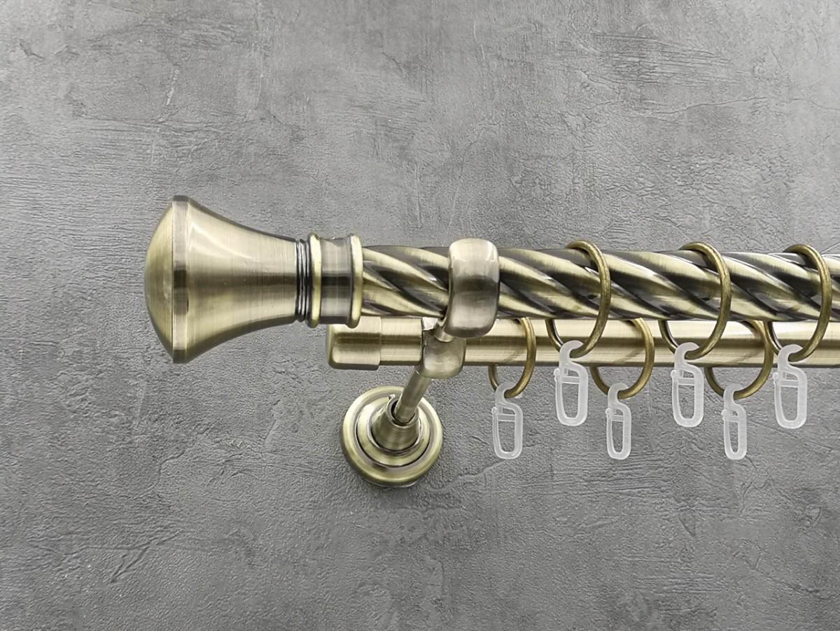 Карниз Quadrum Люксор витая штанга двойной открытый 25/19 мм 240 см Антик (262047206)