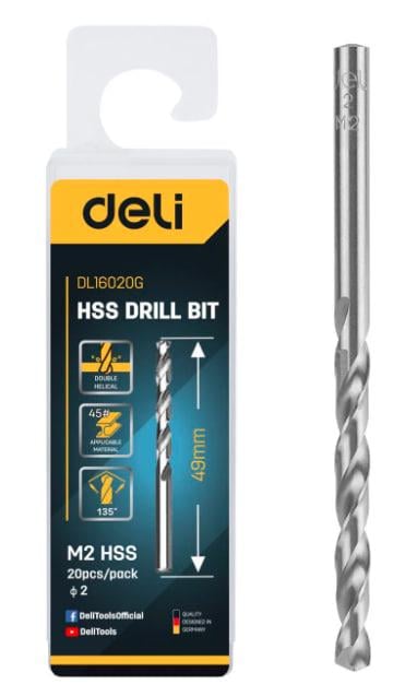 Свердло Deli Tools EDL16020G Hss D2 мм (27207116)