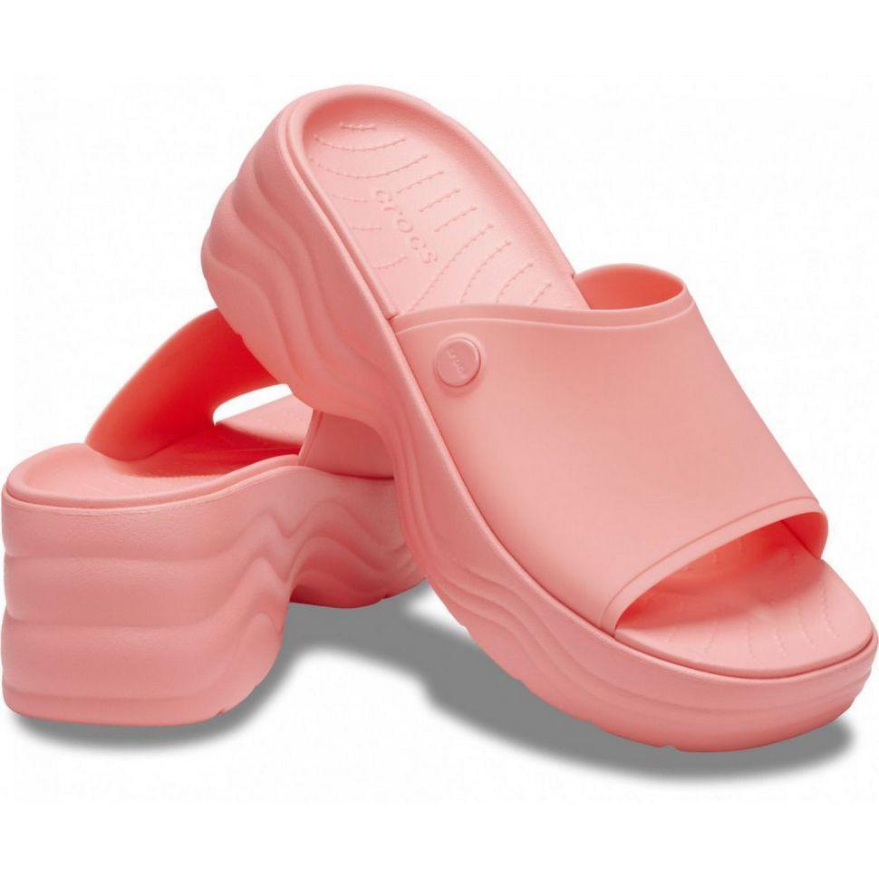 Шльопанці жіночі утеплені Crocs Skyline Slide р. 42-43 Кораловий (15669)