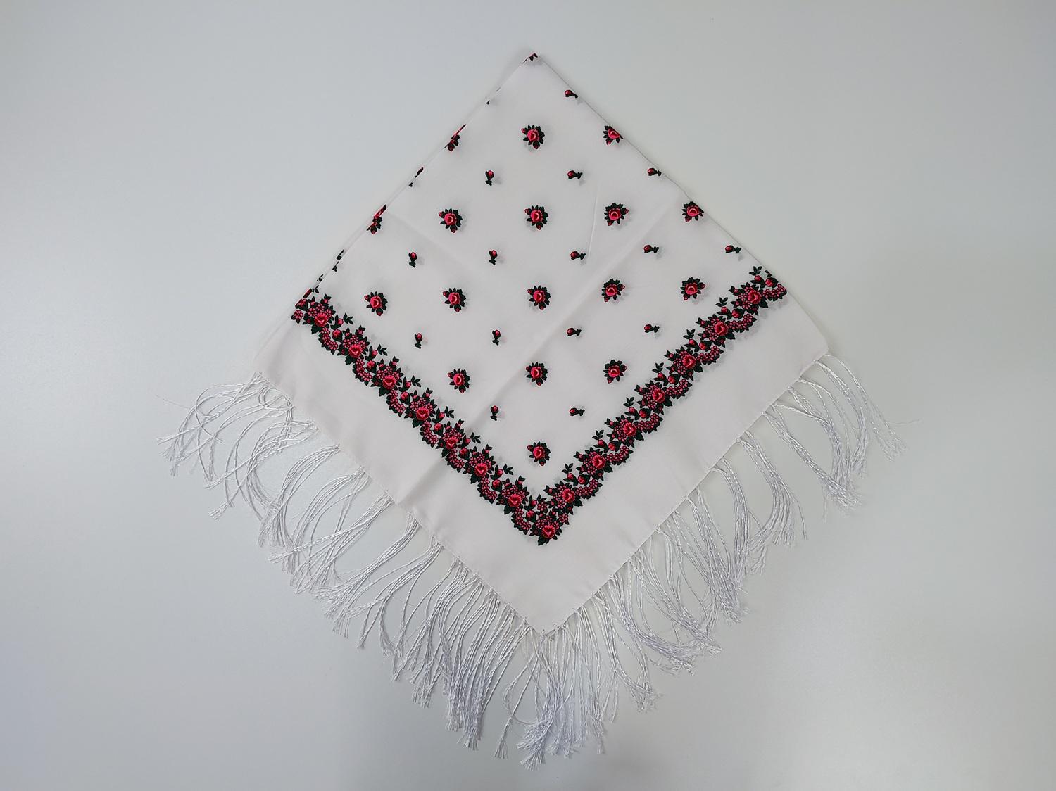 Платок украинский с цветами 80x80 см Белый (30070635)