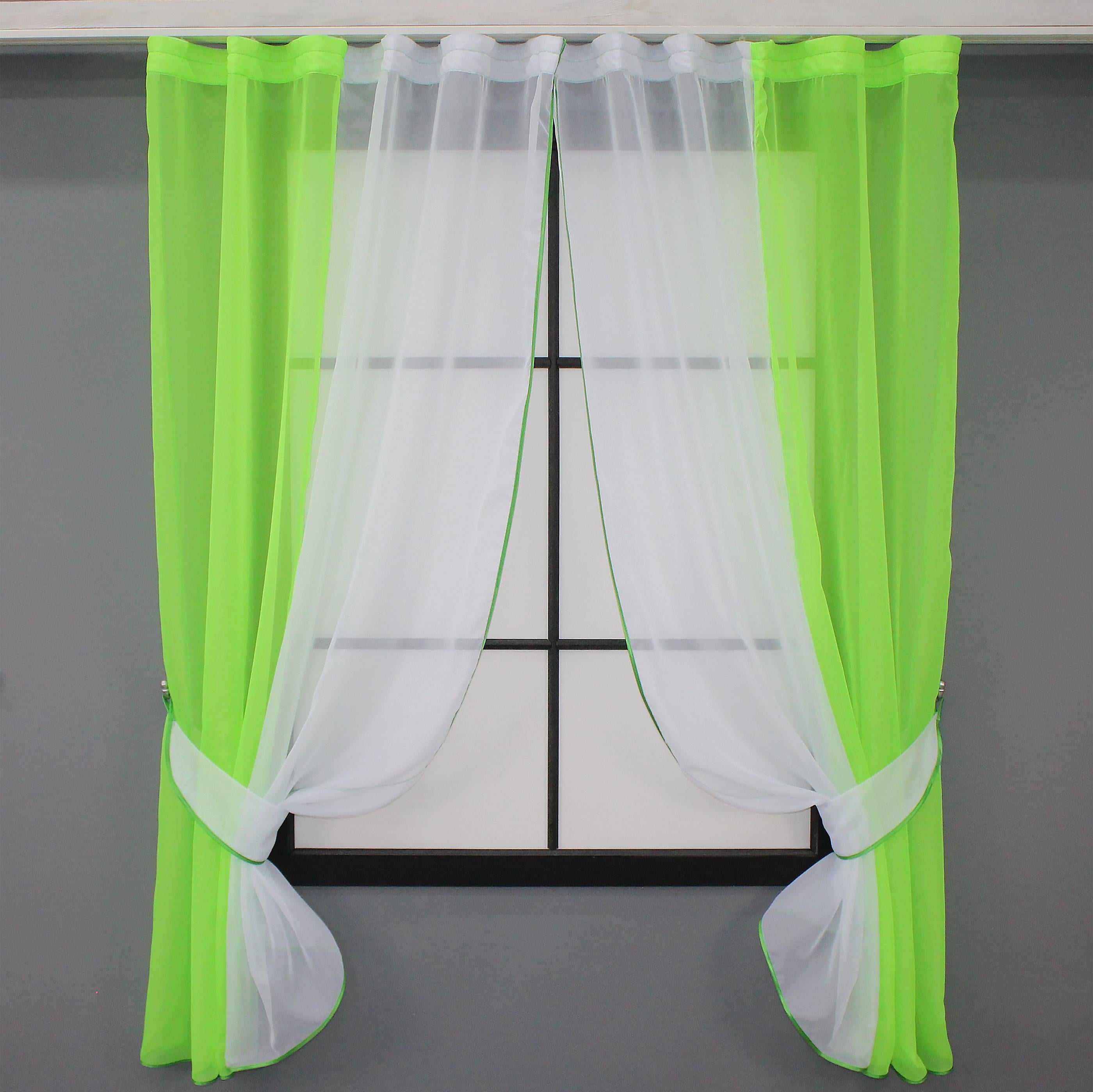 Шторы кухонные VR-Textil № 017к комбинированные с подвязками 265х170 см Салатовый/Белый (52-0742) Шторы кухонные VR-Textil № 017к комбинированные с подвязками 265х170 см Салатовый/Белый (52-0742)