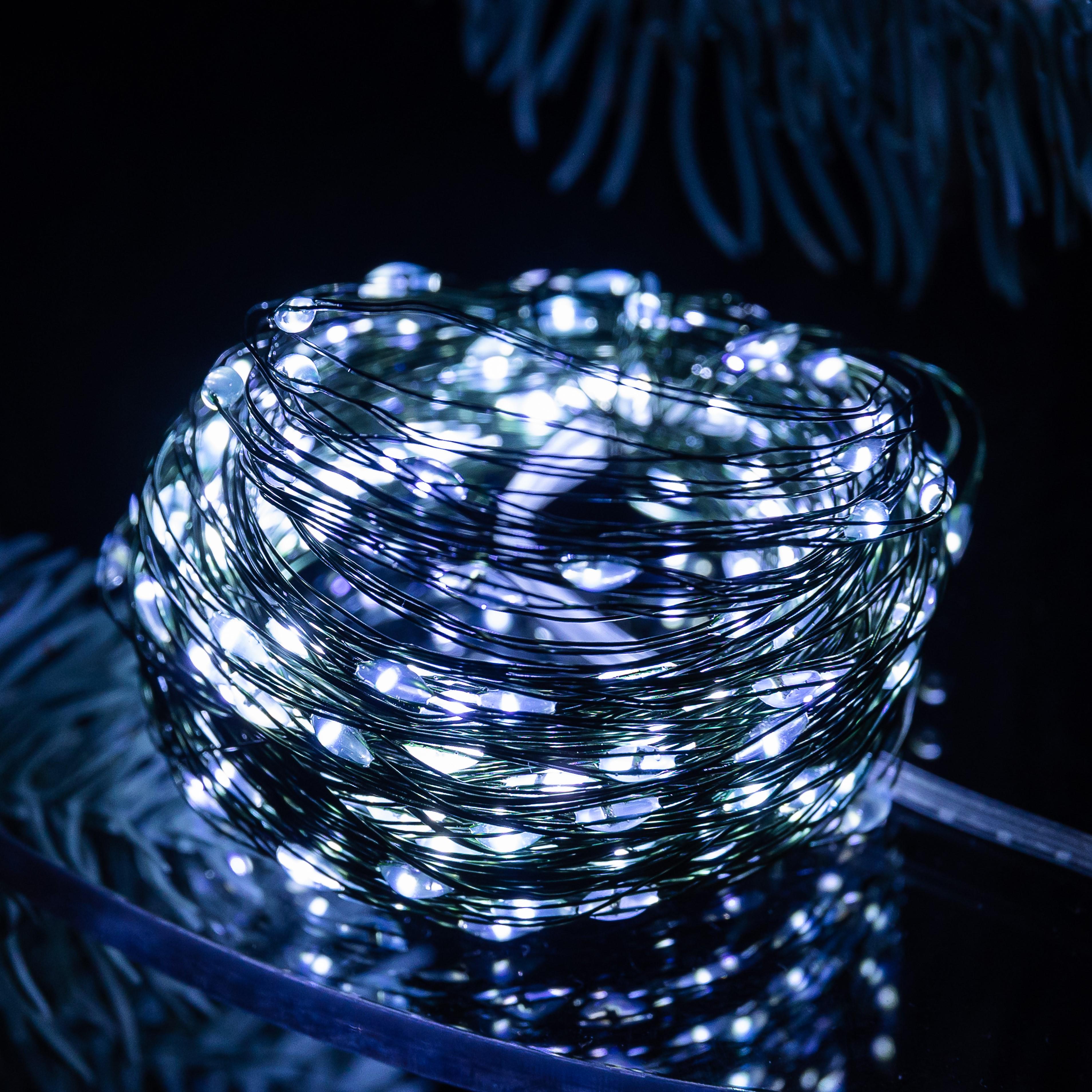 Гирлянда Роса нить 100 LED от USB 10 м Зеленый/Белый (USB100L10MGW)