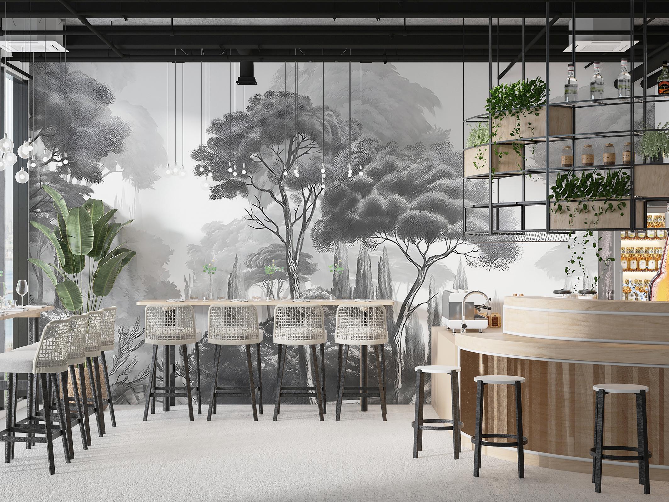 Фотообои флизелиновые Upstream винтажные Черно-белый лесной пейзаж с каменным мостиком 230х153 см (VINT-013/3) - фото 8