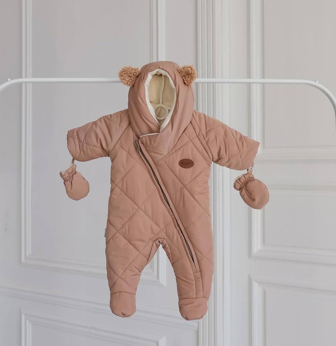 Комбінезон дитячий зимовий Polar цільний з капюшоном 68 см Бежевий (1011)