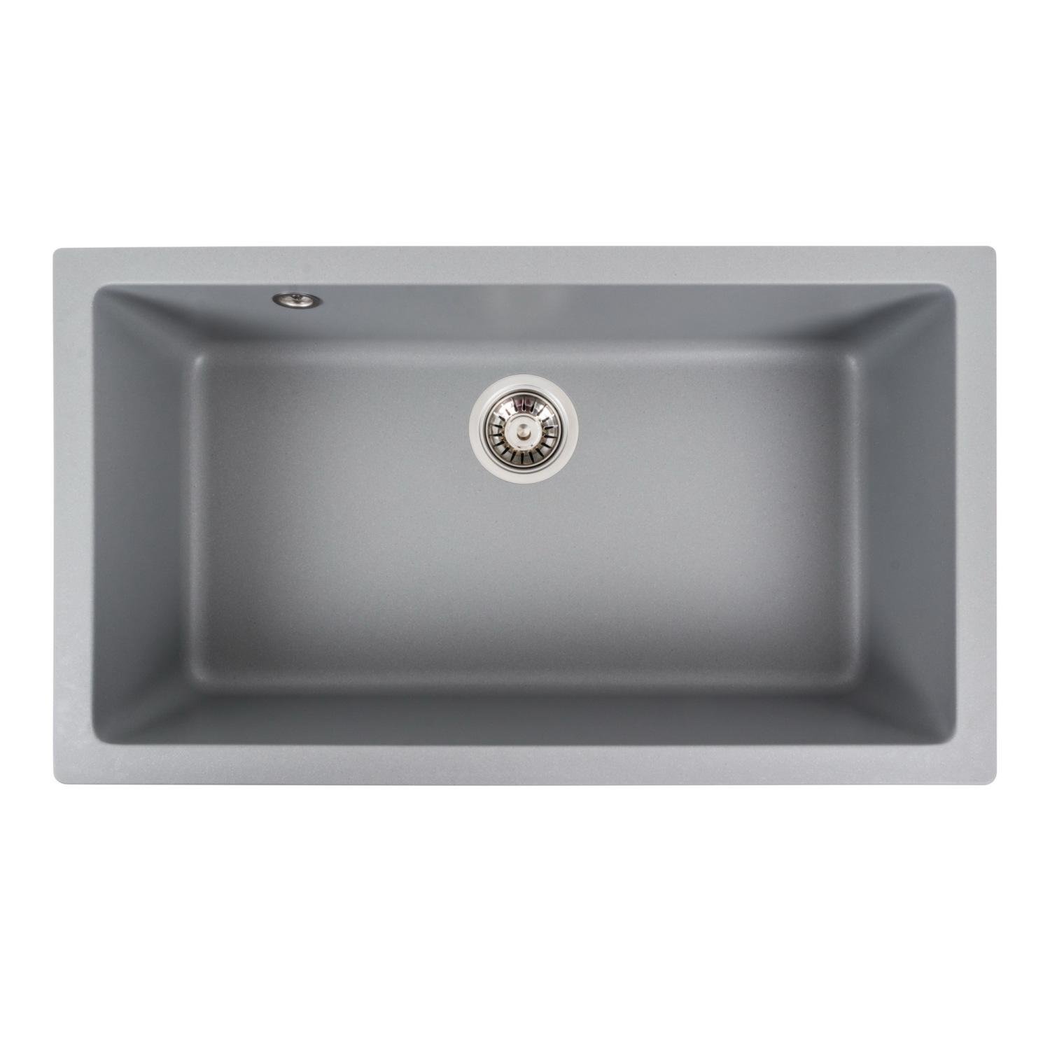 Мийка кухонна Platinum PLS-A39152 гранітна прямокутна 780x450 мм Сірий (25963165)