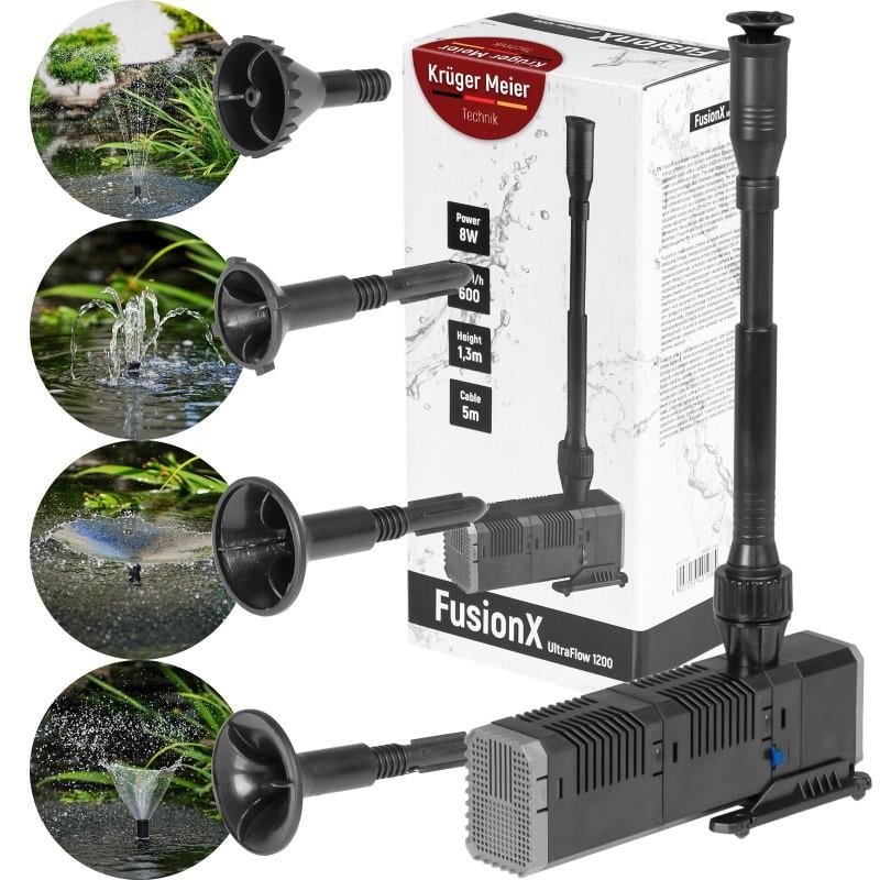 Насос-фонтан Kruger Meier FusionX 1200 с двойным фильтром для декоративного пруда 3в1 600 л/ч (KM-CHJ-603) - фото 6 Насос-фонтан Kruger Meier FusionX 1200 с двойным фильтром для декоративного пруда 3в1 600 л/ч (KM-CHJ-603) - фото 6