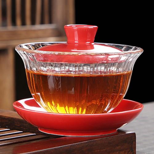 Гайвань фарфор/стекло 100 мл Красный - фото 2