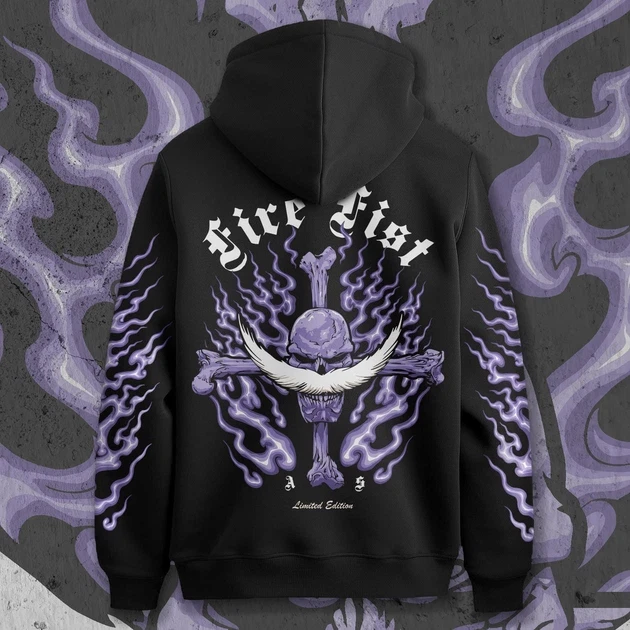 Худи для подростка мальчика с принтом Ван Пис Fire Fist Purple Edition 180 см (Anime11253)