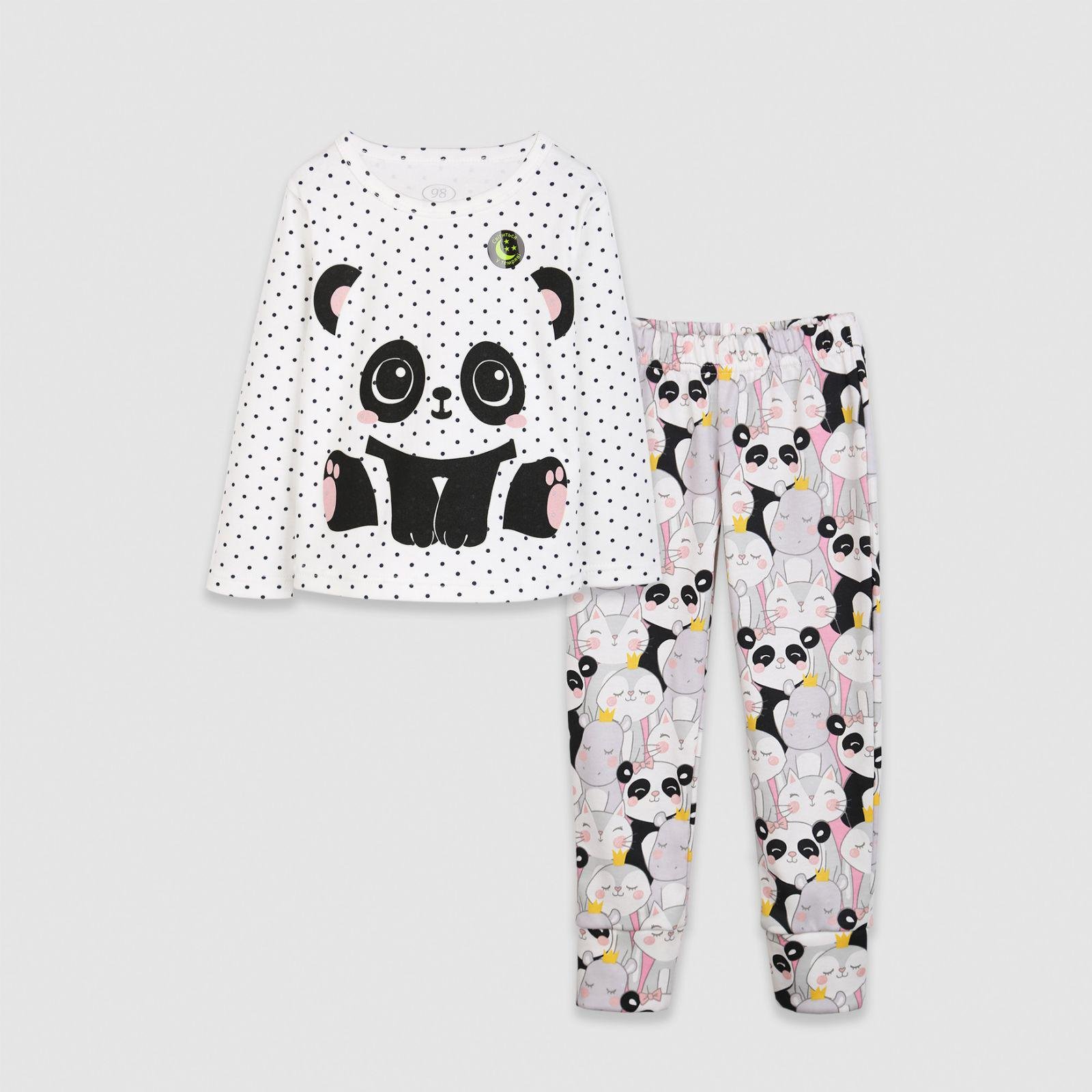 Піжама для дівчинки Панда світитися в темряві на 4 роки 104 см (24463008)