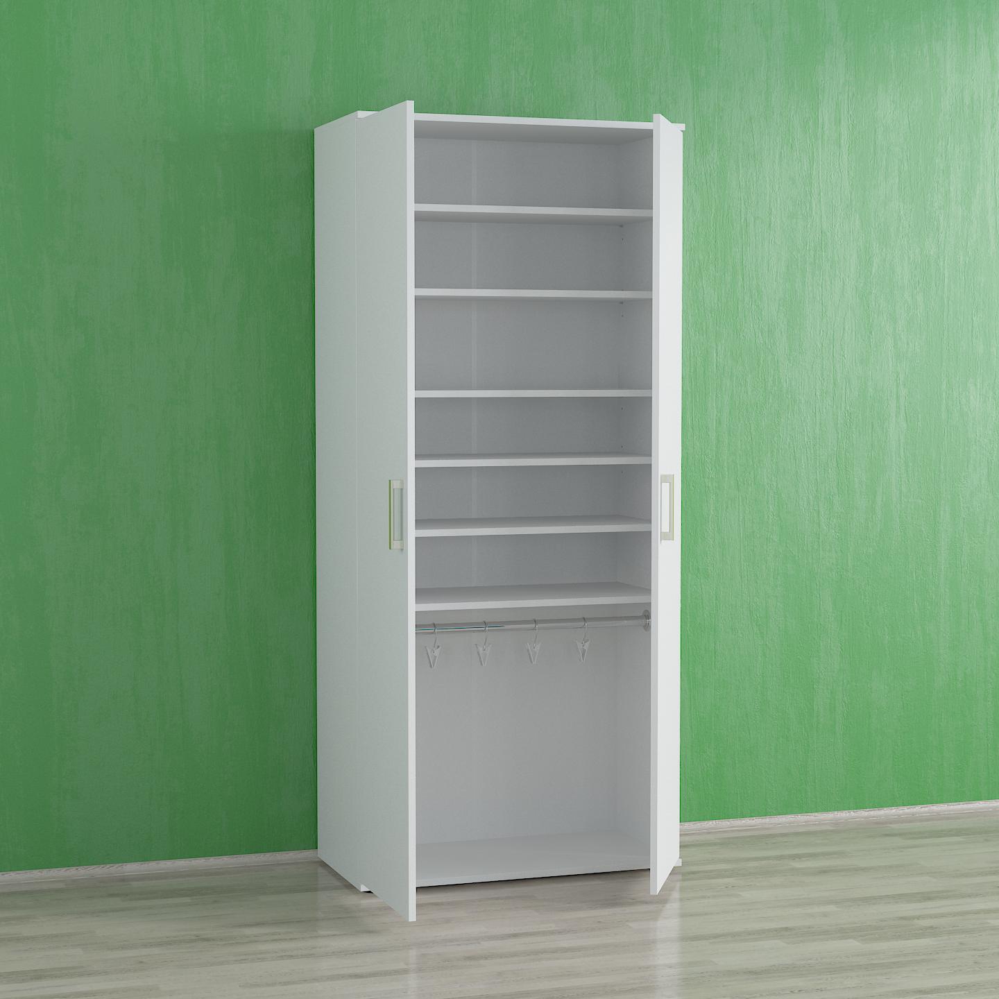 Шкаф с полками и штангой Nils 800х390х1780 мм Белый - фото 5