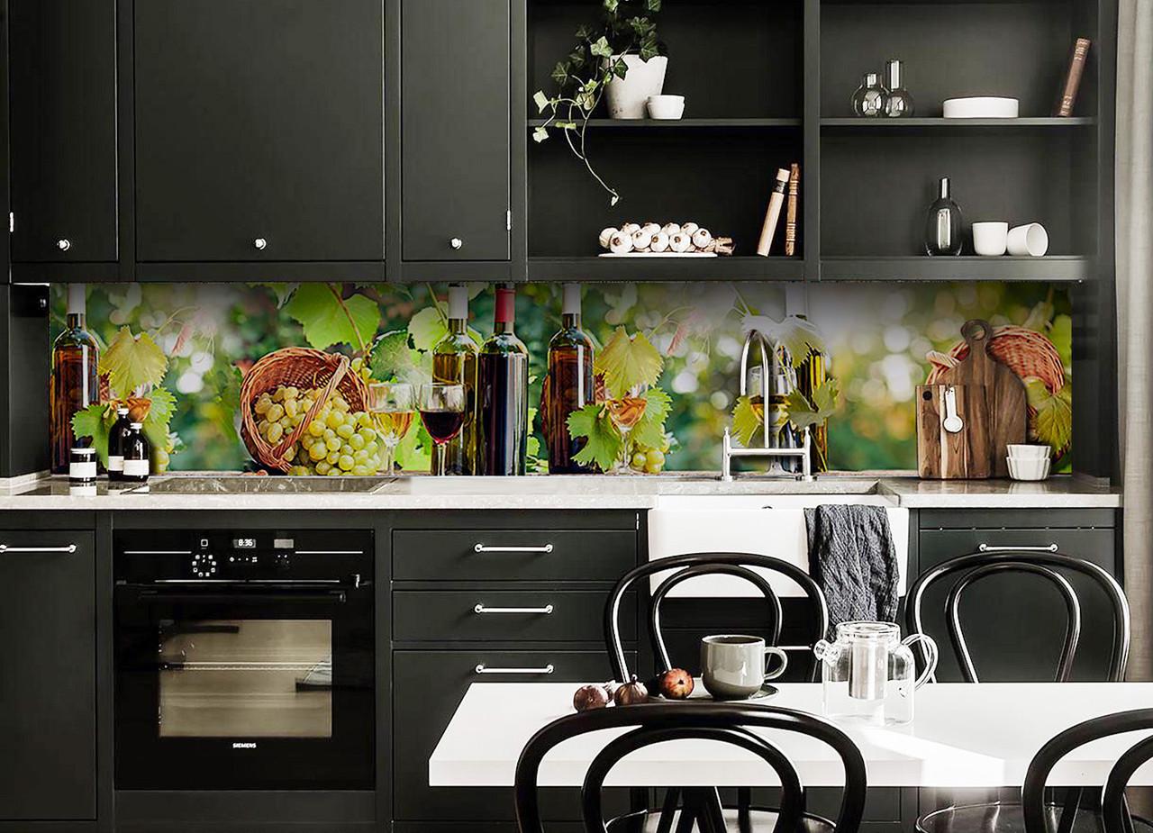 Кухонный фартук Вино с самоклеющейся виниловой пленки 60х250 см Зеленый