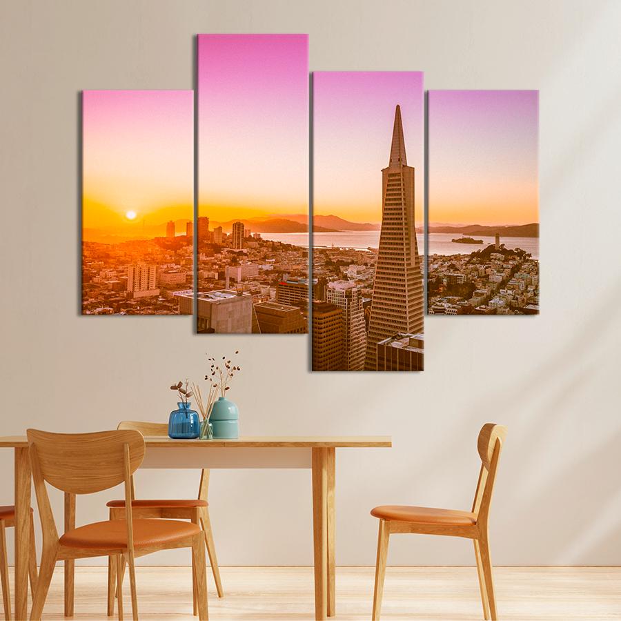 Картина город Вид на архитектуру района Ноб Хилл в Сан-Франциско 89x56 см (A810-4)