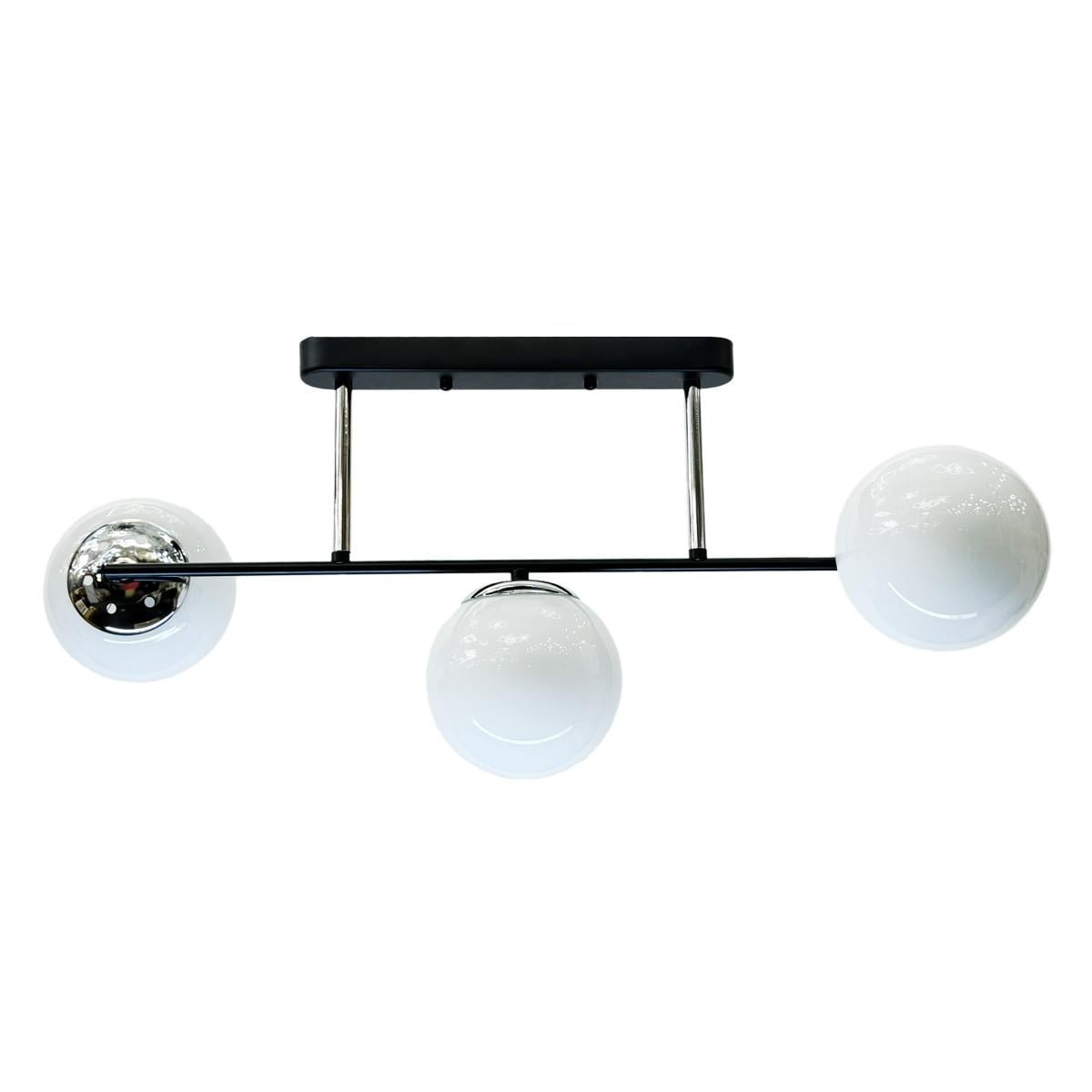 Люстра потолочная на 3 плафона Numina 3-K2381/3 BK+CH Черный/Хром