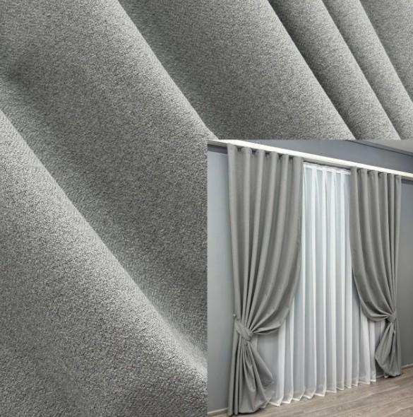 Тканина шторна льон блекаут Сірий (1822ш) - фото 6 Тканина шторна льон блекаут Сірий (1822ш) - фото 6