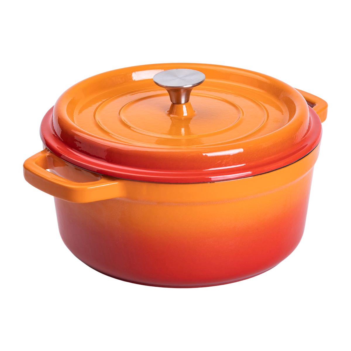 Кастрюля чугунная эмалированная с крышкой 3 л 24 см Оранжевый - фото 4 Кастрюля чугунная эмалированная с крышкой 3 л 24 см Оранжевый - фото 4