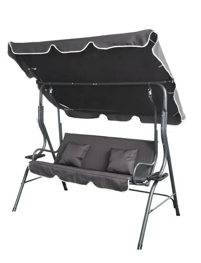 Качеля садовая трехместная Bass Polska BH 10030 с подушками/подстаканниками/навесом 170х110х153 см Антрацит Качеля садовая трехместная Bass Polska BH 10030 с подушками/подстаканниками/навесом 170х110х153 см Антрацит